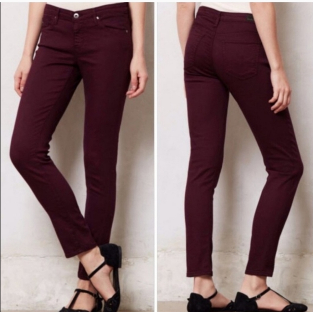 Anthro AG Stevie Slim Ankle Straight Burgundy 25